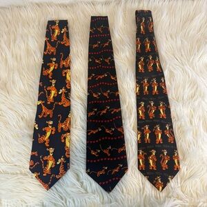 Vintage Disney Tigger Character Ties - Black and Orange set of 3